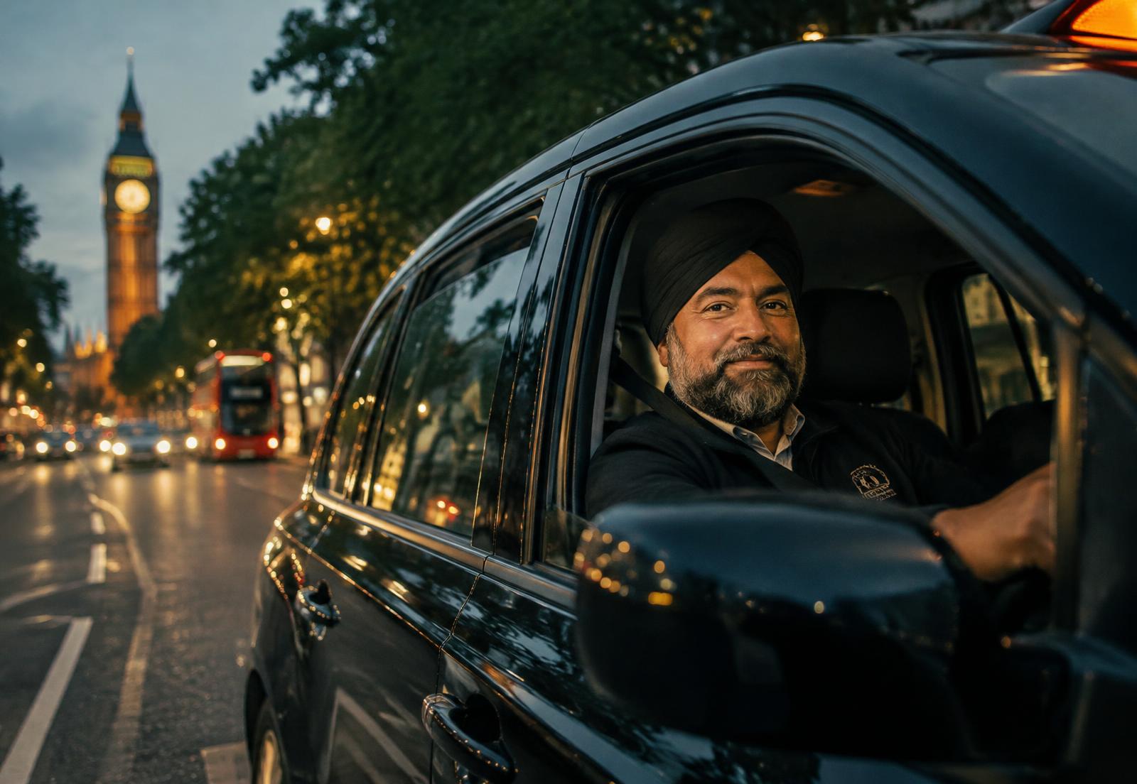 Professional licensed taxi driver in London